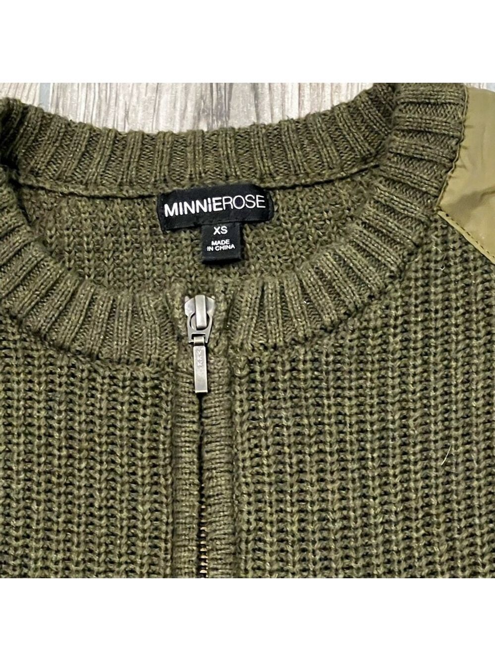 Minnie Rose Cotton Cashmere Shaker Utility Zip Up Cardigan Jacket Size XS - Picture 5 of 14